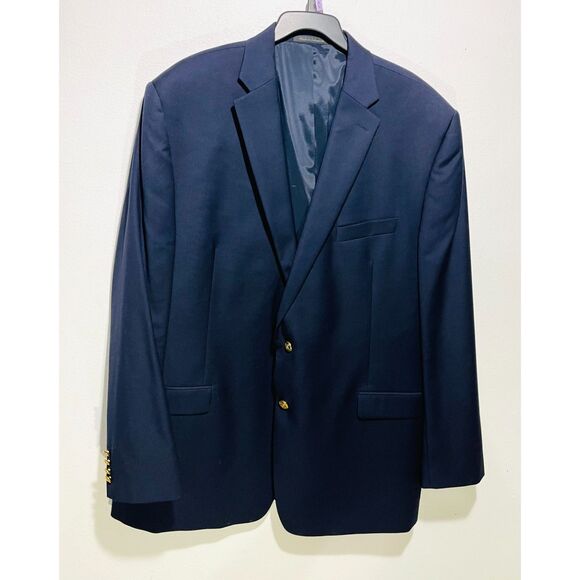 Lauren Ralph Lauren classic sport coat gold buttons navy Blue jacket  men's 48L - Picture 1 of 13